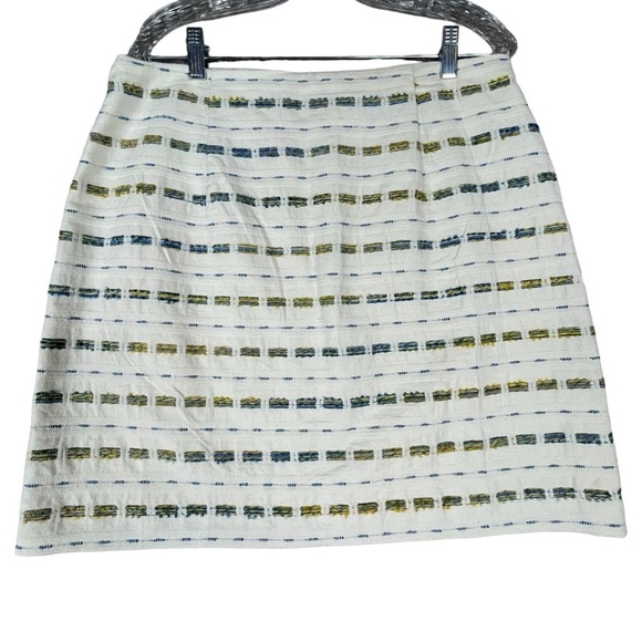 NWT Loft Cotton Blend Boucle Tweed Accents Shift Mini A-Line Pencil Skirt  Sz 12 - Picture 2 of 9